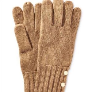 Michael Kors ribbed-knit gloves in camel